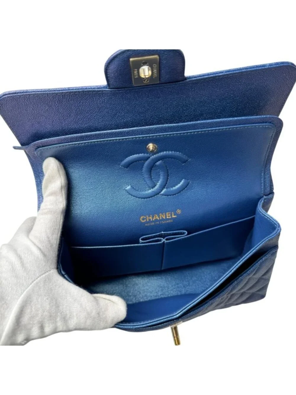 Chanel Quilted 23 Caviar Leather Double Flap Shoulder Bag